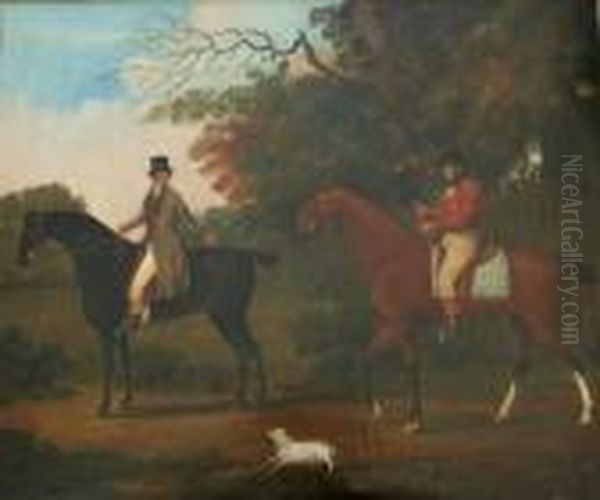 A Horseman And A Jockey With A Dog And A Cat On A Lane - view 1