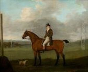 Portrait Of A Gentleman On A Bay Horse Beforea Racecourse