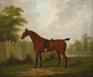 Landskap Med Sadlad Hunterhast by John Nost Sartorius