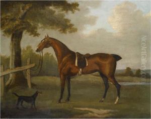 A Bay Hunter With A Manchester Terrier