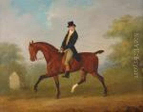 A Bay Hunter With His Gentleman Rider, In A Landscape - view 1