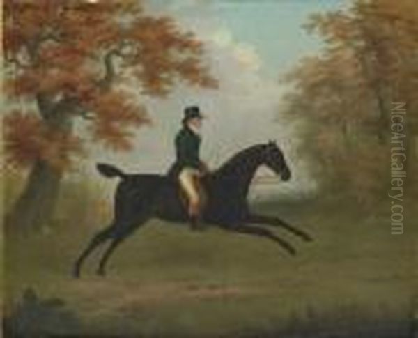 A Gentleman Out Riding On A Dark Bay Horse - view 1