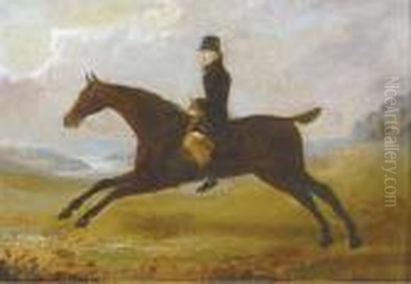 A Gentleman On A Bay Hunter In An Extensive Landscape - view 1
