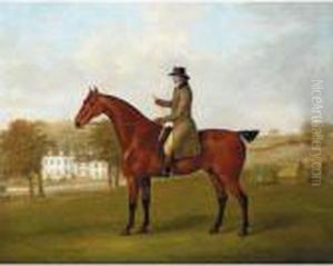 A Gentleman Mounted On His Bay Hunter In The Grounds Of His House, A Hunt Beyond by John Nost Sartorius