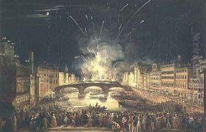 Fireworks over the River Arno by Giovanni Signorini