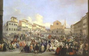 View of Piazza Santa Croce on the occasion of a carnival, 1846