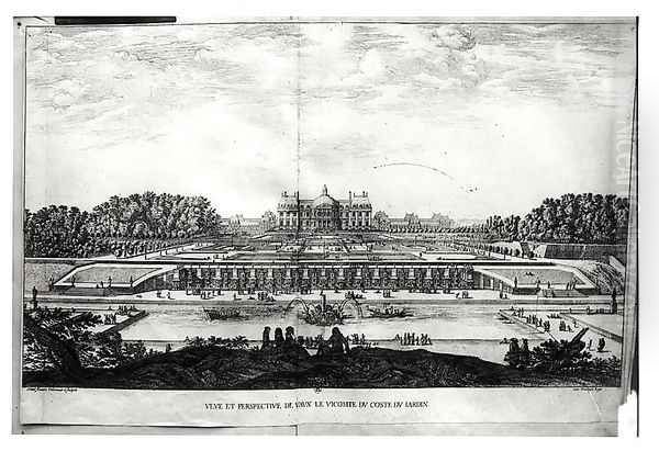 Perspective View of the garden facade of the Chateau of Vaux-le-Vicomte - view 1