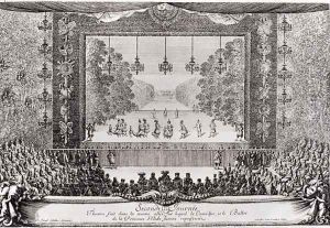 Ed 45a fol.138 Performance of La Princesse Elide, second day of Les Plaisirs de lIle Enchantee, 8th May 1664