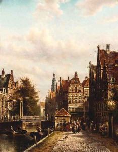 A Dutch town on a canal