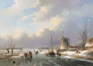 A winter landscape by Jan Jacob Spohler