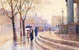 Walking in the Rain by Paul Sawyier
