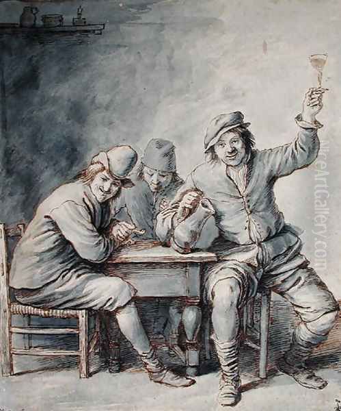 Peasants around a table - view 1
