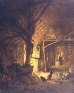 The Interior of a Barn by Hendrick Maertensz. Sorch (see Sorgh)