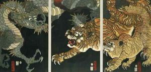 A dragon and two tigers