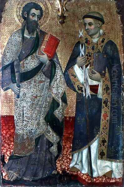 Detail of St. Bartholemew and St. Bernard of Clairvaux from the Altarpiece of the Convent of St. Dominic of Manresa - view 1