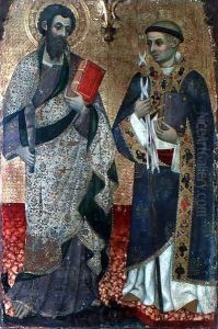 Detail of St. Bartholemew and St. Bernard of Clairvaux from the Altarpiece of the Convent of St. Dominic of Manresa