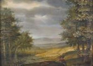 Weite Landschaft Mit Rastendem Und Vogeln by Roelandt Jacobsz Savery