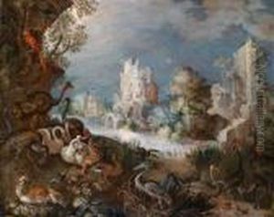 Flusslandschaft Mit Wasservogeln Und Einerburgruine by Roelandt Jacobsz Savery
