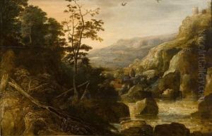 A River Gorge With A Village And Castle Ruins Onthe Hill