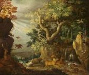 Scene De Chasse En Foret by Roelandt Jacobsz Savery