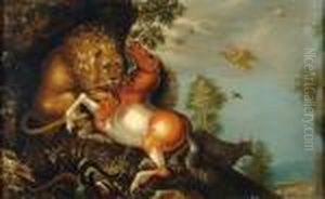 Lion Attaquant Un Cheval by Roelandt Jacobsz Savery