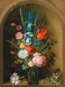 Floral Still Life With Irises, Roses, Tulips, Chequered Lily by Roelandt Jacobsz Savery