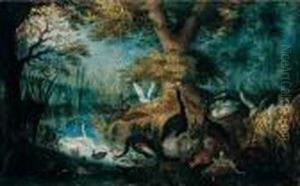A River Landscape With Fowl