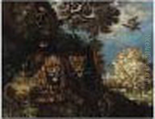 A Lion And Lioness In A Landscape - view 1