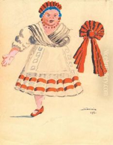La Nutrice, Figurino E Un Particolare by Alberto Savinio