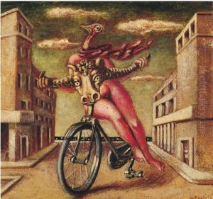 Senza Titolo (figura Con Bicicletta), (1947) by Alberto Savinio
