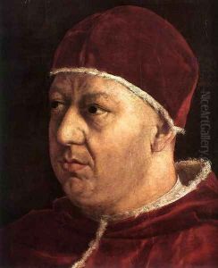 Pope Leo X with Cardinals Giulio de' Medici and Luigi de' Rossi (detail) by Raphael