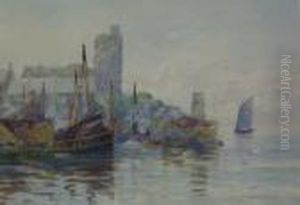 Dunure Harbour And Castle by William Harrison Scarborough