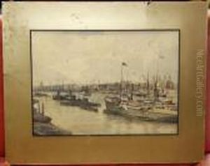Boats Off The Tower Of London by William Harrison Scarborough