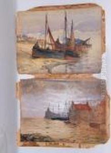 Fishing Boats On The Shore by William Harrison Scarborough