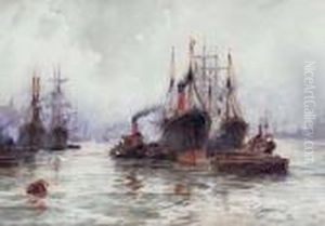 Shipping On The Thames by William Harrison Scarborough