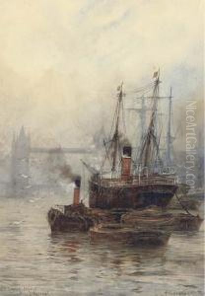 Shipping Before Tower Bridge; And London Bridge - view 1