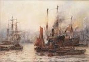 Sunset On The Thames London by William Harrison Scarborough