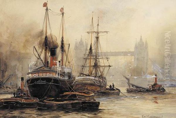 Sunset Off Woolwich, London; And Tower Bridge, London - view 1