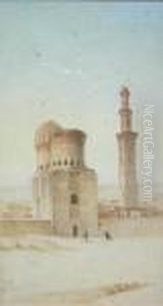 A Study Of A Middle Eastern Temple With Figures In Foreground - view 1