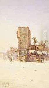 Marktszene In Einer Orientalischen Stadt by Spyridon Scarvelli