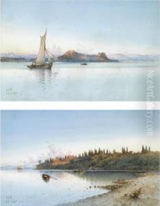 Mon Repos And The Citadel, Corfu - Two Views by Spyridon Scarvelli