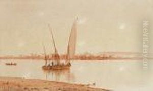 Feluccas On The Nile; Pyramids By The Nile
