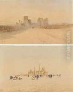 Temple Ruins At Dusk; And Arabs Spinning Before A Mosque