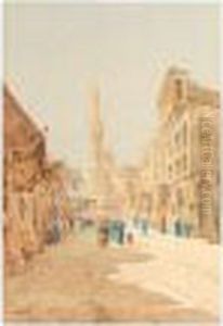 Figures On A Street In The Middle East by Spyridon Scarvelli