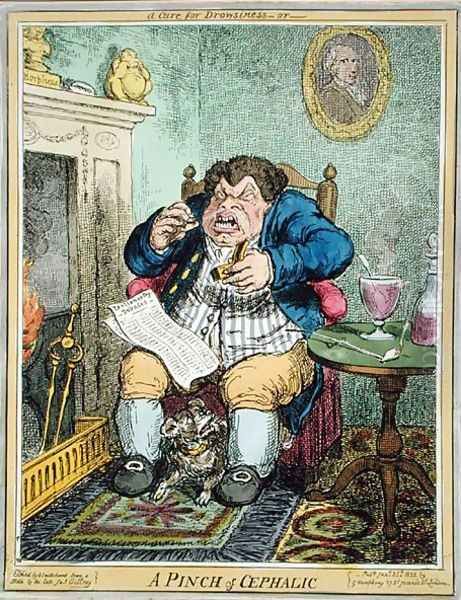 A Cure for Drowsiness or A Pinch of Cephalic, engraved by George Cruikshank 1792-1878, published by G. Humphrey, January 25th, 1822 - view 1