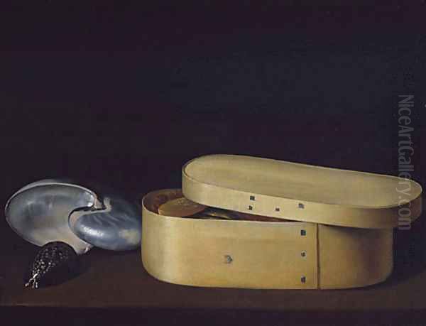 Still Life with a Nautilus Panther Shell and Chip Wood Box ca 1630 - view 1