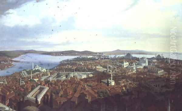 Panorama of Constantinople from the Suleymaniye Camii, 1844 by Hubert Sattler