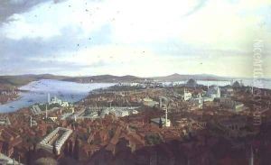 Panorama of Constantinople from the Suleymaniye Camii, 1844 by Hubert Sattler