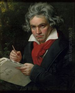 Ludwig van Beethoven 1770-1827 Composing his Missa Solemnis, 1819 by Joseph Karl Stieler