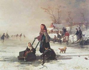 Skaters on a Frozen Canal by Henri van Seben